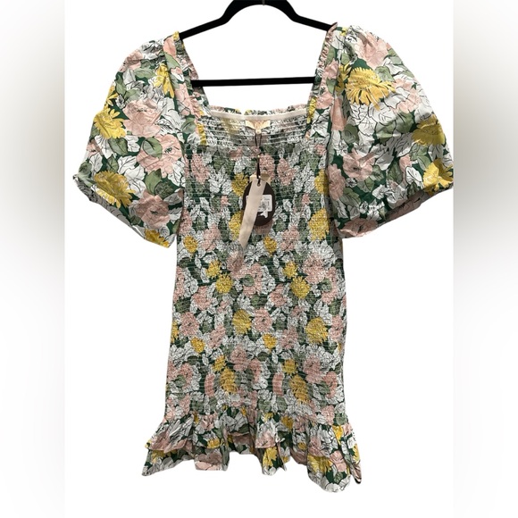 NWT byTiMo Festive Cotton Smocked Minidress Dandelion Floral Size Medium - Picture 5 of 8